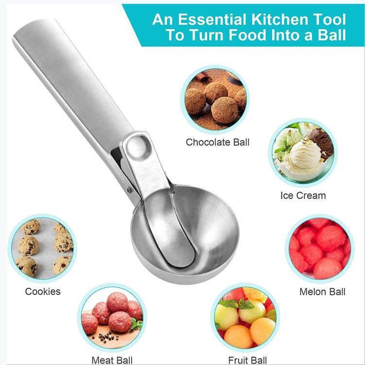 Stock Thickened Stainless Steel Ice Cream Scoop Home Ice Cream Scoop Flexible Ice Cream Scoop Watermelon Scoop Specification drawing
