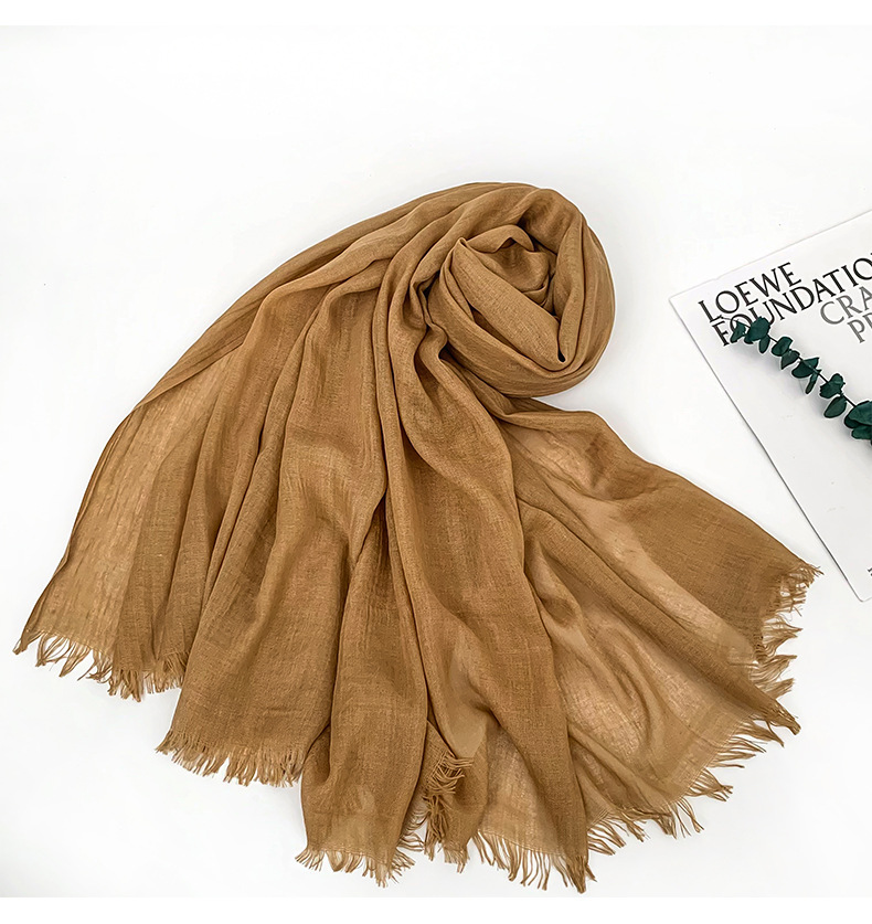 新款跨境纯色热销包头围巾须须边马来西亚女士单色外贸大尺寸披肩详情12