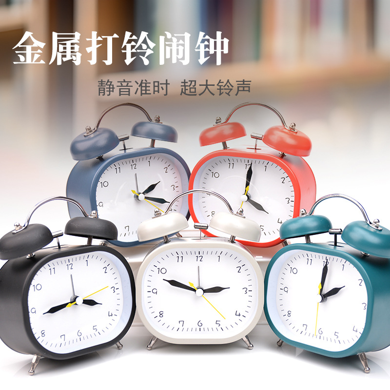 Alarm Clock For Students Alarm Clock For Children Mechanical Metal Ringing Bell Digital Silent Nightlight Bedroom Desk Clock Clock details Picture