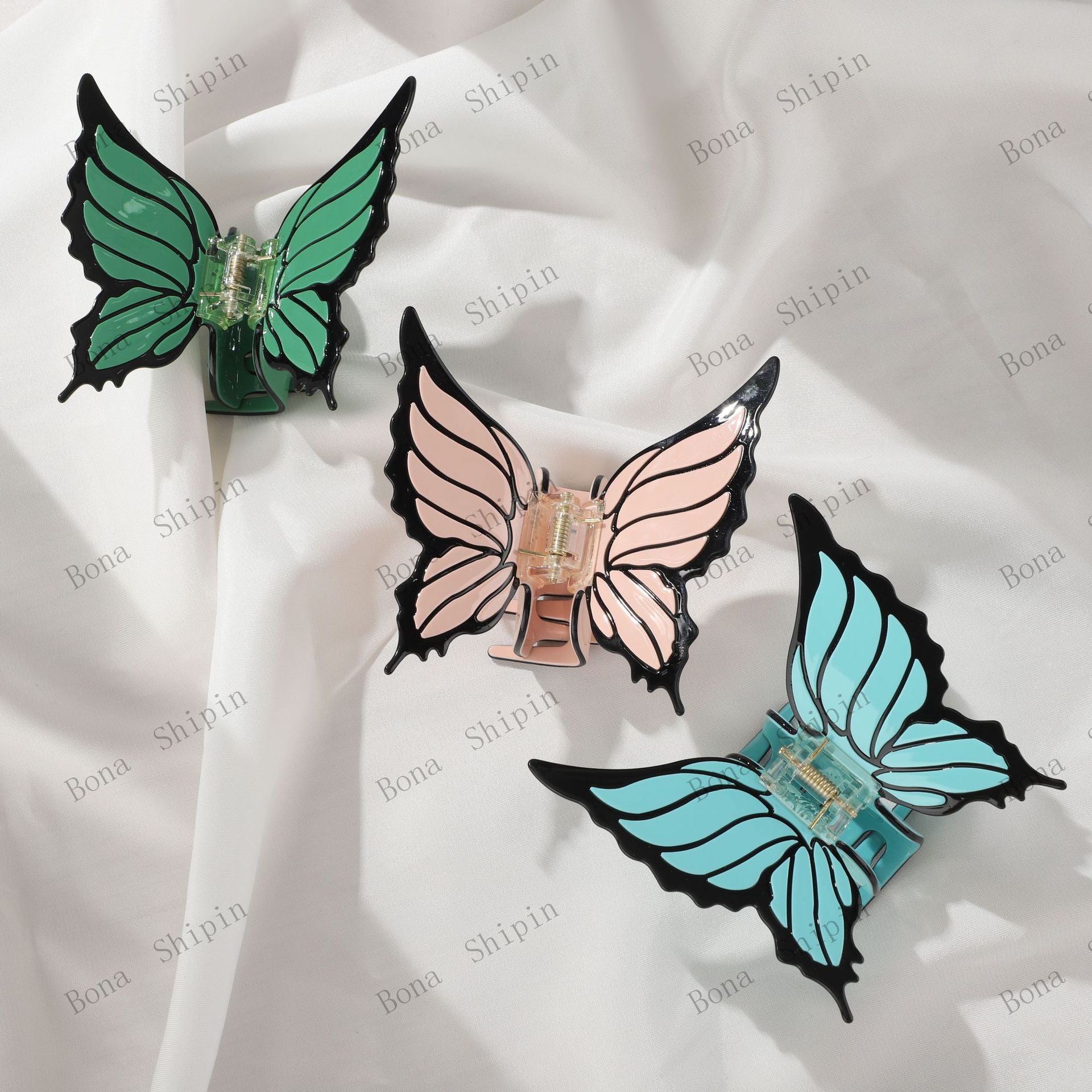 Bow acetate hair clip for women in summer, large scratch clip at the back of the head, high-end and elegant shark hair clip headwear details Picture
