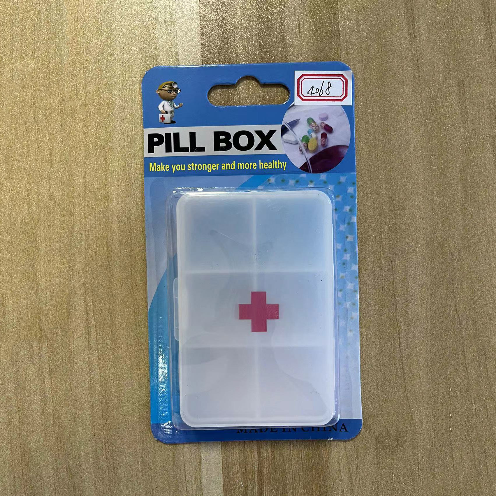 Am And Pm Compartments Pill Box With Cross Print Pill Box Absorption Card Multi-Compartments Pill Box Wholesale Rs-6497 details Picture