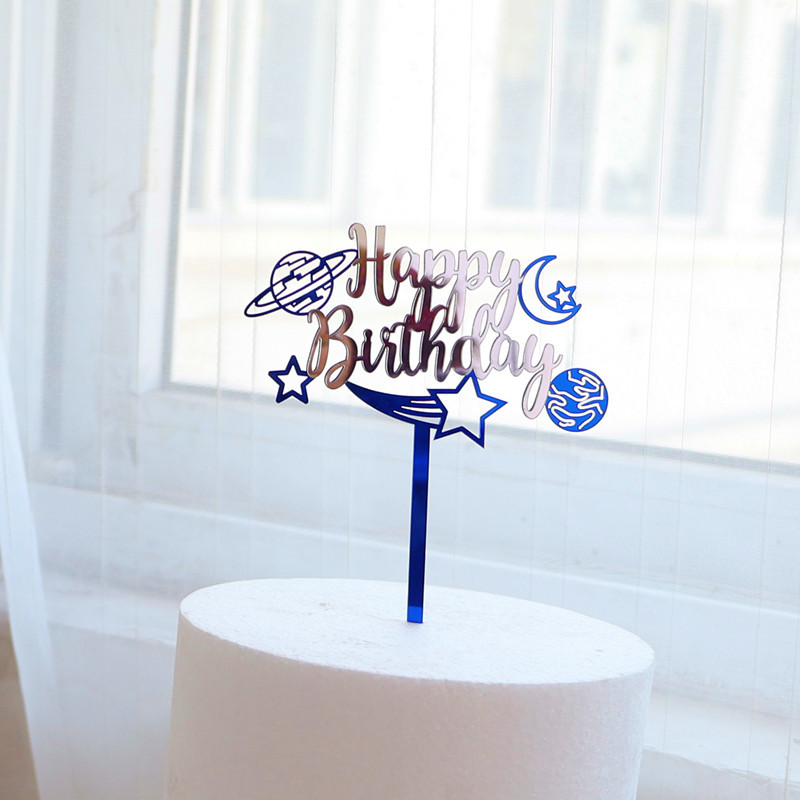 Copyright Ins Wind Double Acrylic Boy Birthday Cake Decorated Astronaut Party Acrylic Cake Placard Item Picture