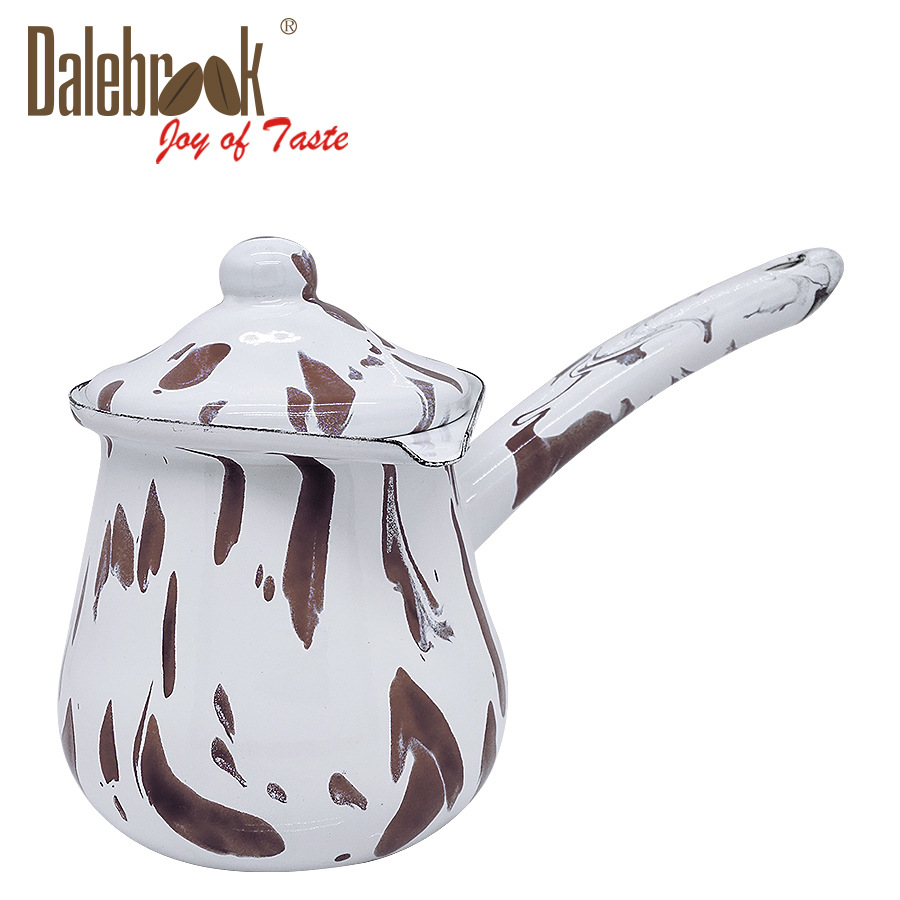 Dalebrook Turkish enameled ceramic hand brewed Coffee pot Arabic coffee cup with lid set coffee utensil Item Picture