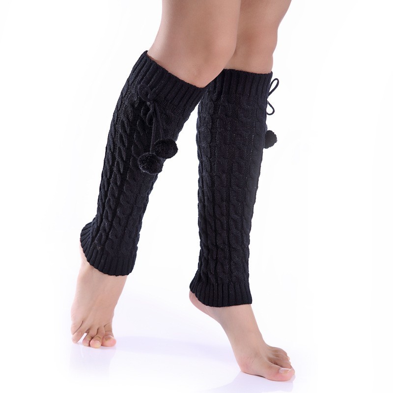 Korean new style women's autumn and winter knitted twisted ball loose woolen leg covers, dui Dui boots, sock covers, knee pads and warm foot covers details Picture
