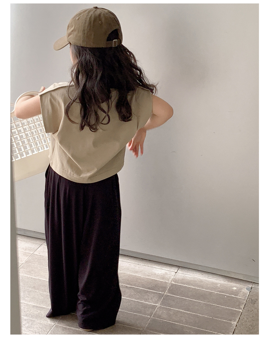 韩国童装女童短袖T恤2025夏装儿童大童夏季无袖薄款洋气棉上衣详情19