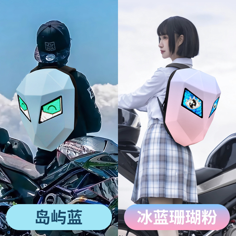 loy钢铁侠发光LED女骑士背包机车头盔摩托车骑行防水自定义运动包产品图