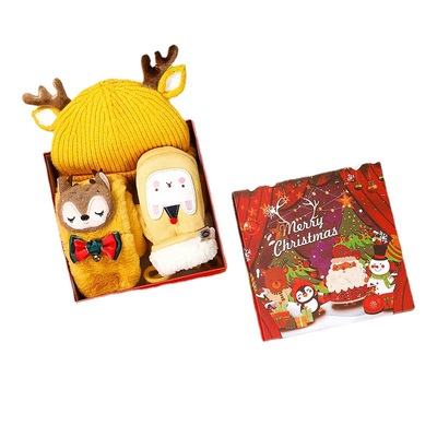 WOOKID儿童圣诞帽子新年礼物小鹿保暖冬季新款帽子围巾手套三件套详情图4