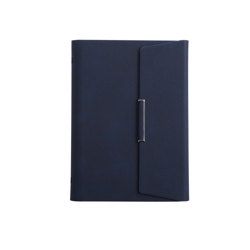 Loose Leaf Three Folding Notebook High-End Business Pu Leather Buckle Meeting Office Records Can Print Logo Stock Item Picture