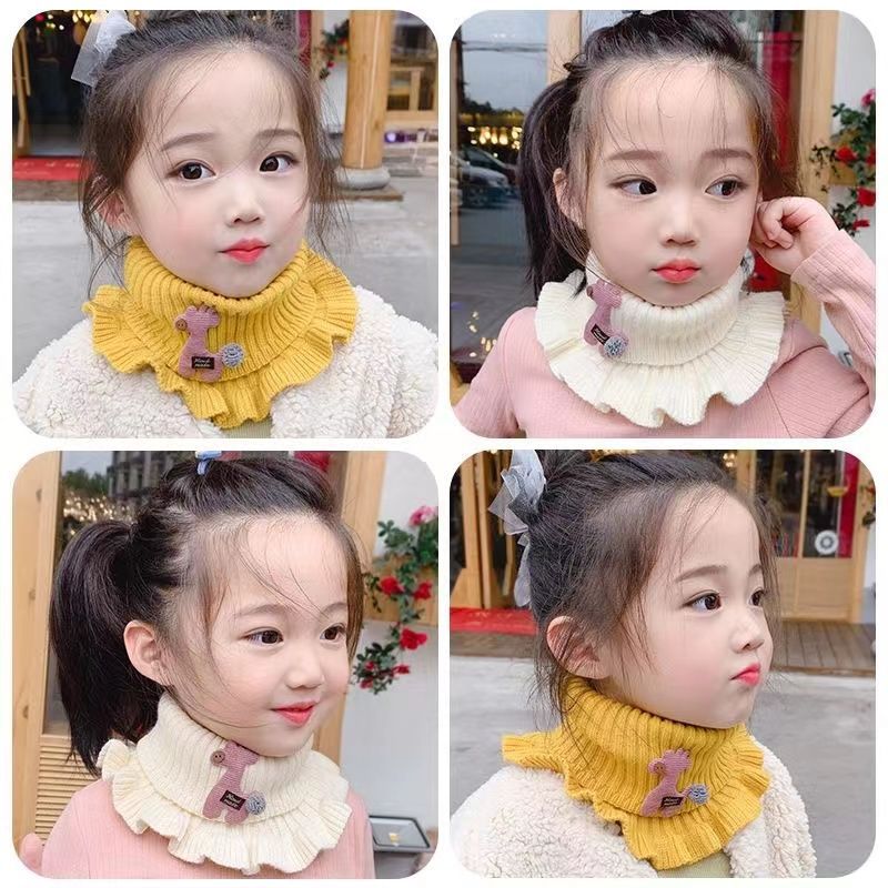 Children's Bib Baby Bib Neck Collar Winter Knitted Warm Scarf For Men And Women Children Cartoon Lace Neck Set details Picture