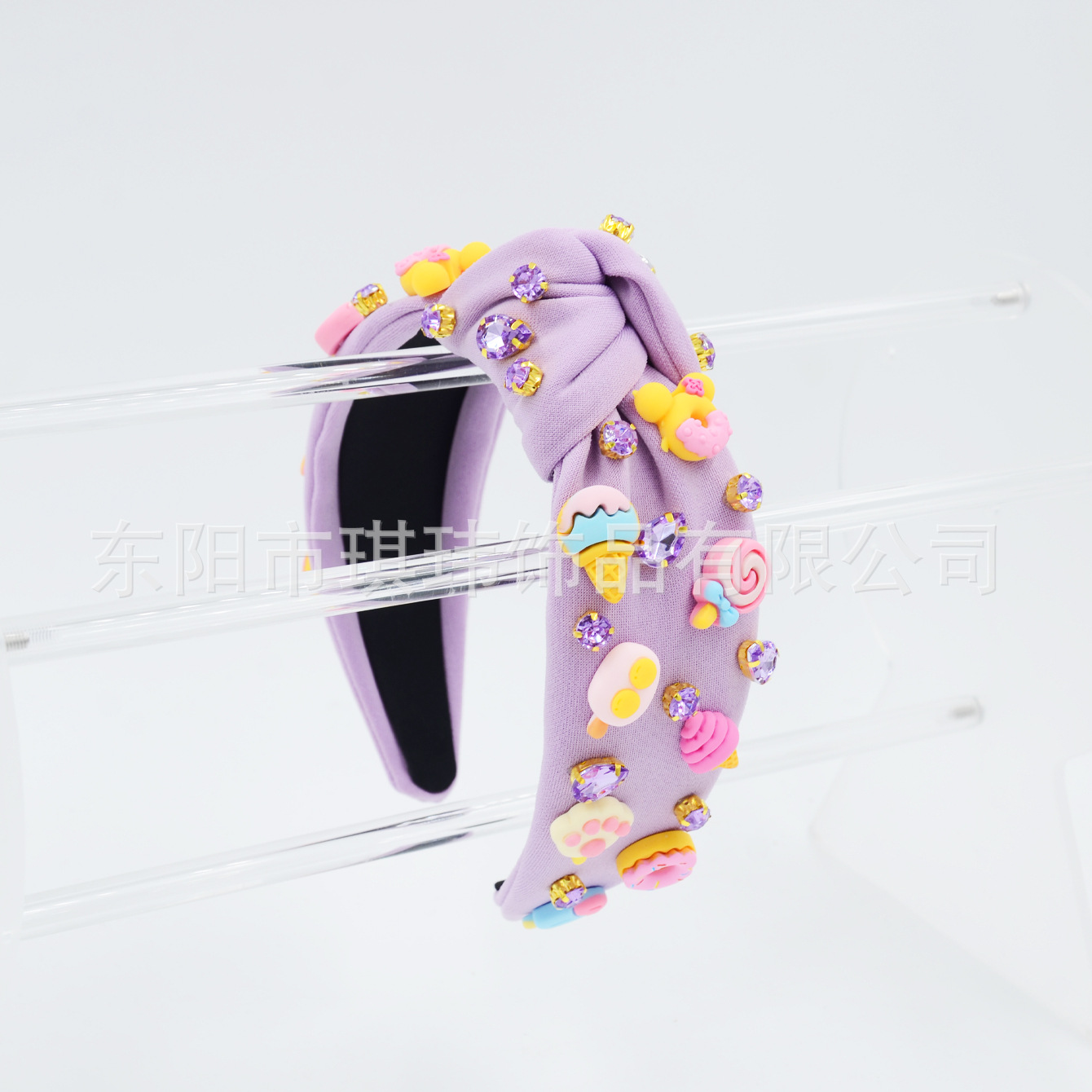 Qiwei Accessories' exclusive summer new collection features bright diamond-encrusted, sticky ice cream, doughnuts, lollipops and other accessories to tie fashionable hair bands for women details Picture