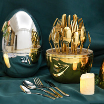 Q High version of MOOD egg West tableware set 304 stainless steel MOOD Silver egg steak knife and fork 24-piece spoon