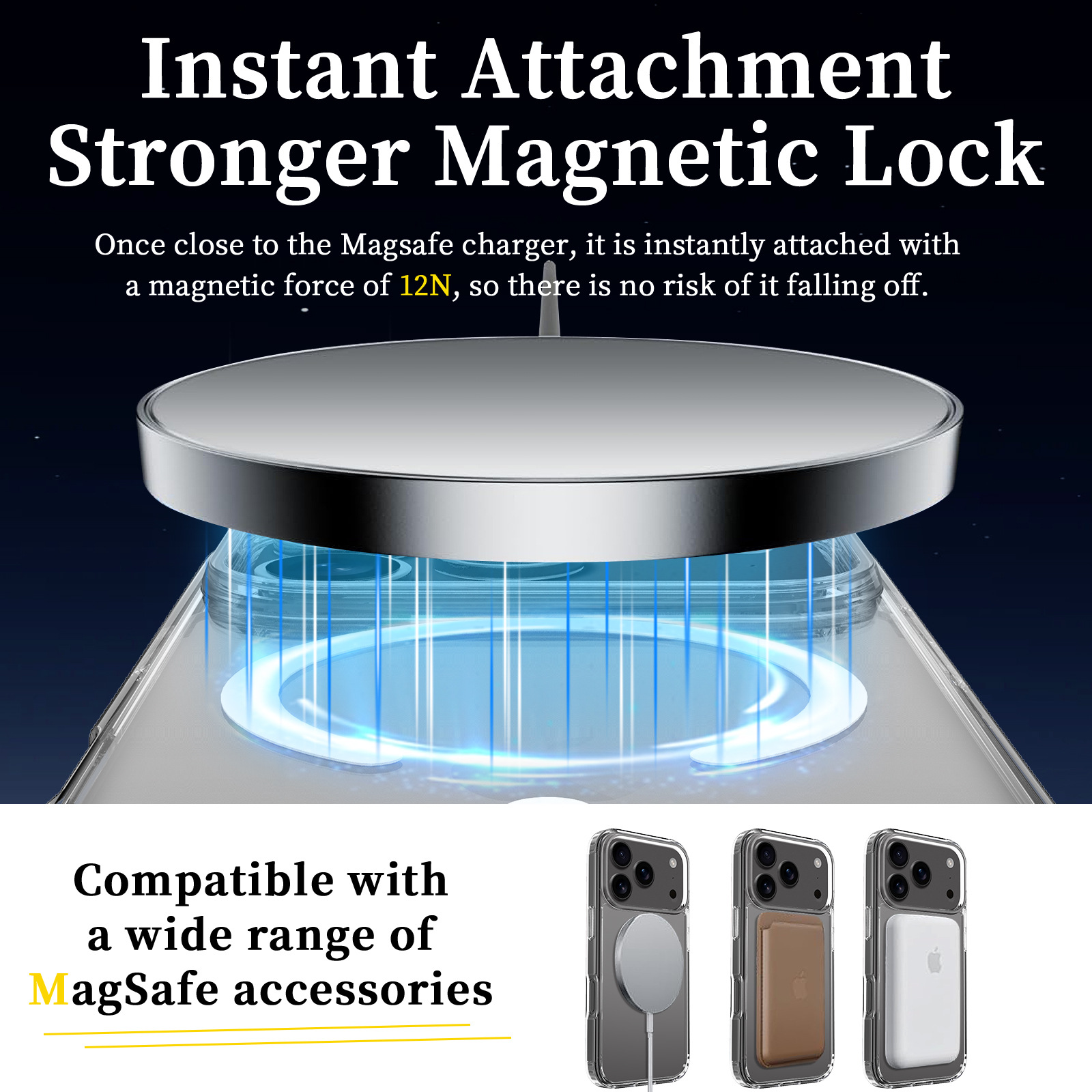 Suitable for Apple 17Promax phone case, magnetic attraction iphone15 plus shockproof 16e full package 14pm transparent case pic 9