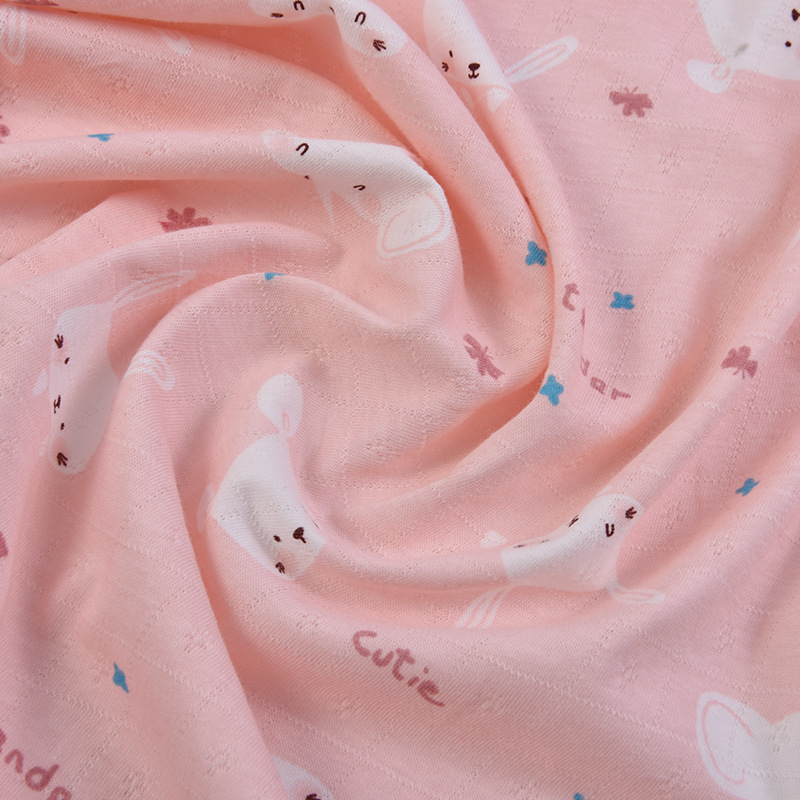 夏季宝宝薄纯棉提花网眼针织布 全棉连体衣家居服空调服婴童面料详情图2