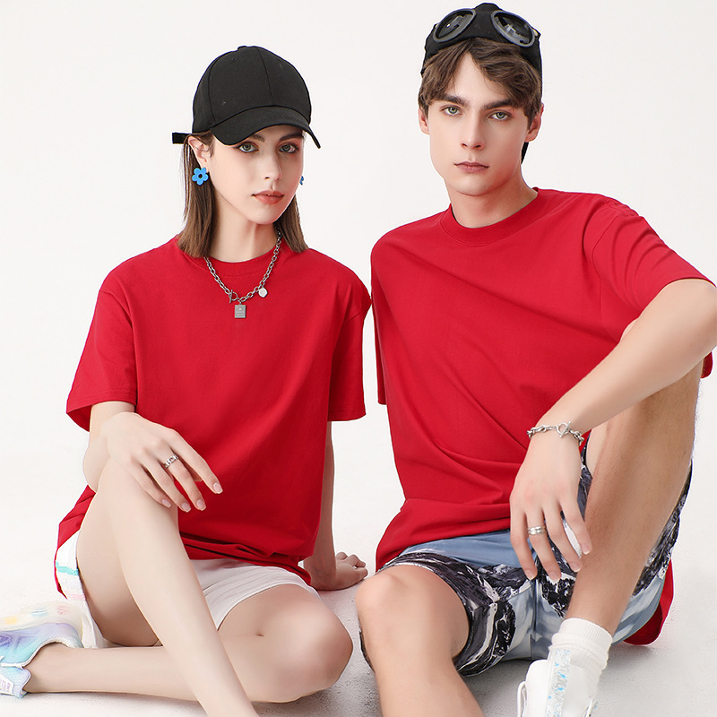 Heavy cotton round neck T-shirt printed logo work clothes short sleeve advertising shirt parent-child clothing class printing wholesale Specification drawing