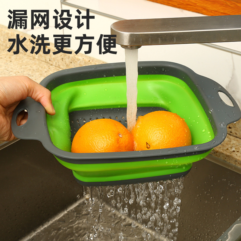 家用挂壁厨房水槽可折叠便携伸缩多功能便携沥水洗菜盆葡萄沥水篮详情图1
