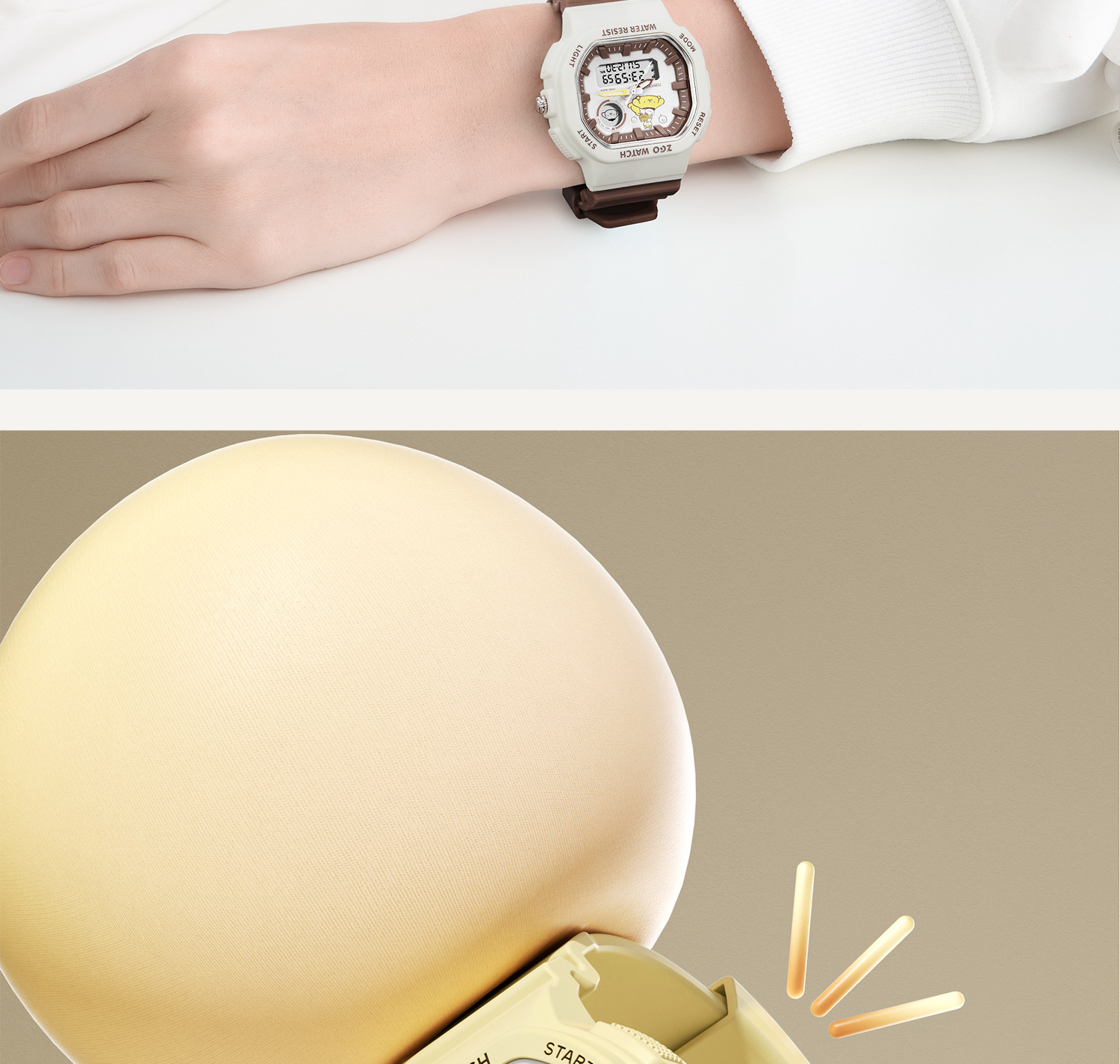 正港三丽鸥布丁狗正版手表女士学生多功能运动夜光玉桂狗电子手表详情25