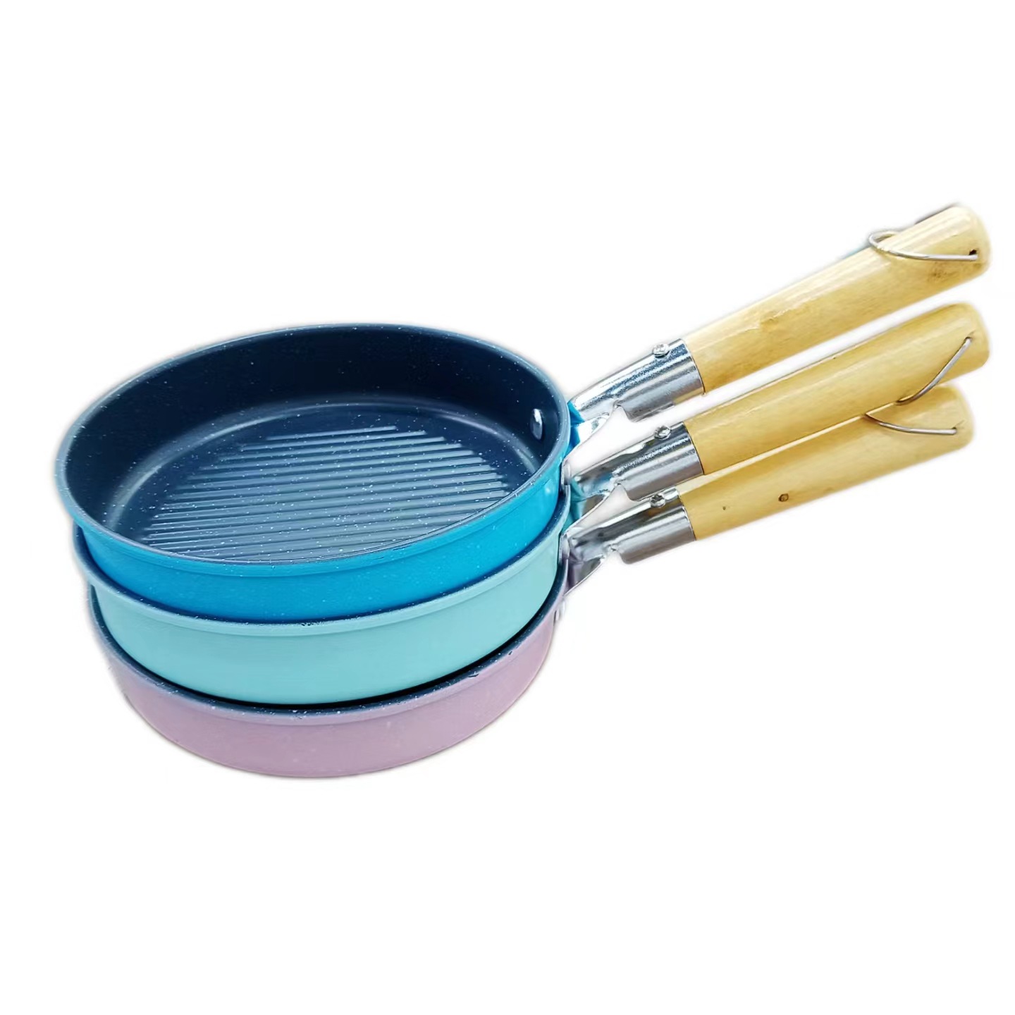 小清新煎锅加厚精铁煎锅 高颜值耐高温圆形木手柄煎蛋锅不粘锅批发一人食煎锅详情5