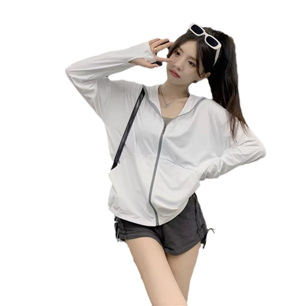 Hooded Sun Protection Clothes Women Thin Breathable Long Sleeve Summer New Loose Ice Silk Sun Protection Coat Women Sun-Protective Cardigan Item Picture