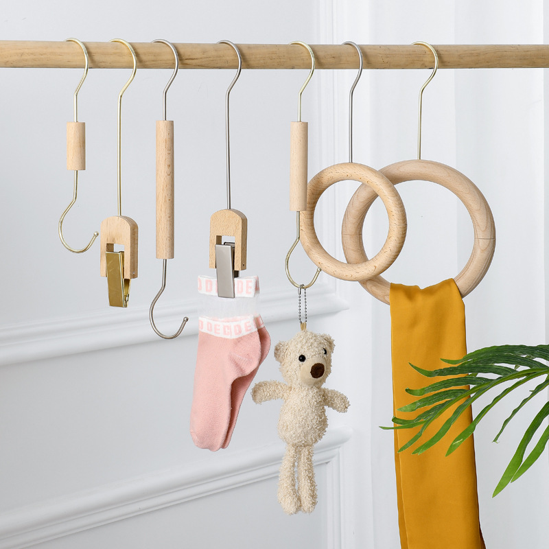 Scarf Circle Log S Hook Wooden Single Clip Clothing Store Hook Show Clothes Bag With Props Beech S Hook Specification drawing