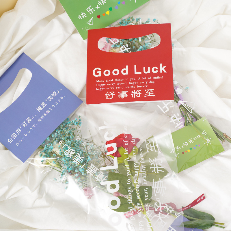 Wholesale of Teachers' Day gifts, single carnation packaging handbags, gift bags, transparent InS-style flower packaging bags Specification image