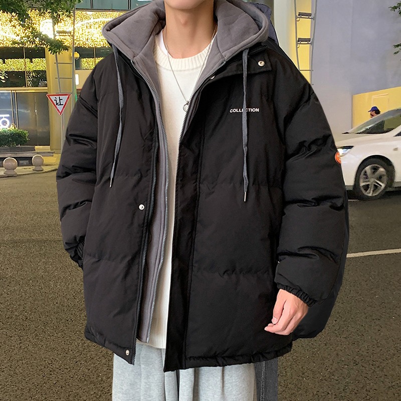 棉衣男冬季新款港风外套棉袄潮牌加厚连帽棉服宽松面包服男士外套