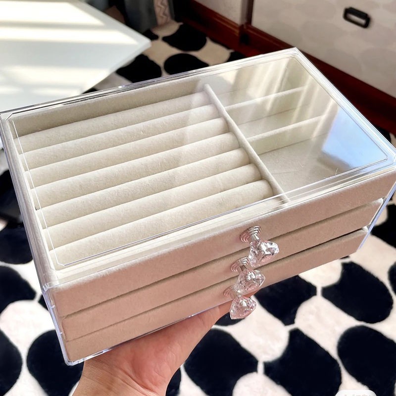 Multi-Layer Gray Drawer Type Jewelry Cosmetics Storage Box Earpiece Lipstick Watch Organizer Box Acrylic Display Stand