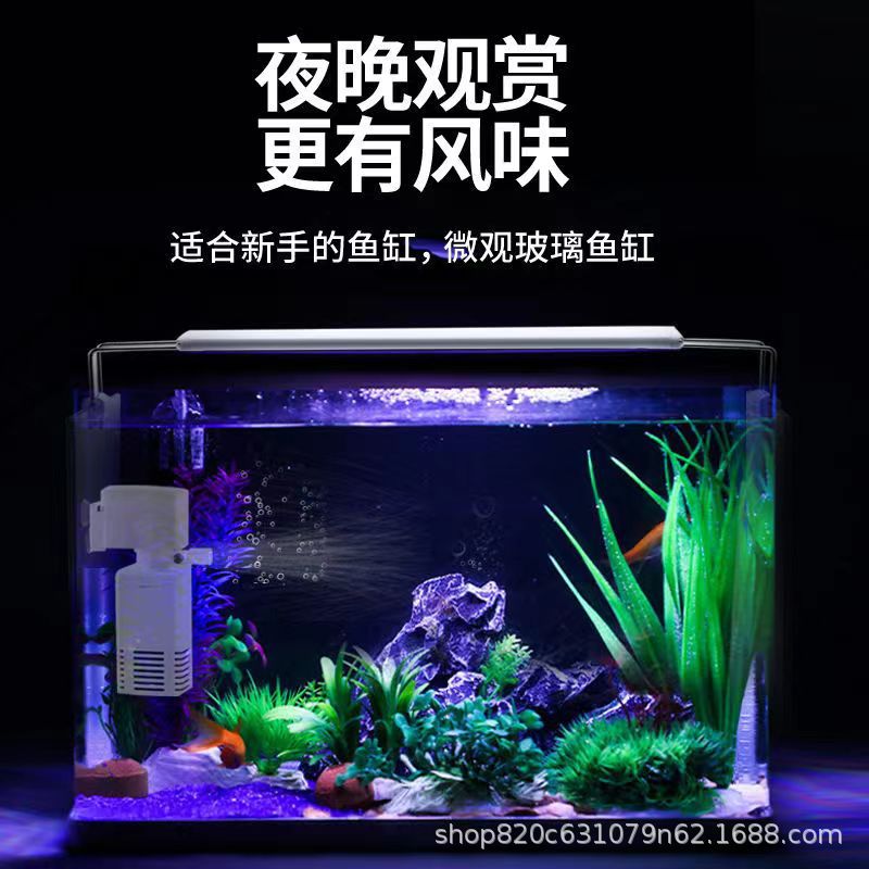 客厅小型鱼缸透明热弯玻璃一体金鱼缸带氧气灯光造景水族箱创意详情图5