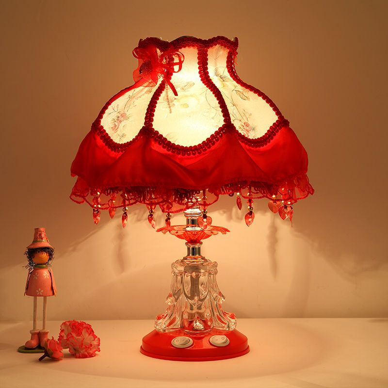 卧室温馨床头灯 创意欧式简约现代暖光红色婚房个性夜灯结婚台灯详情图3