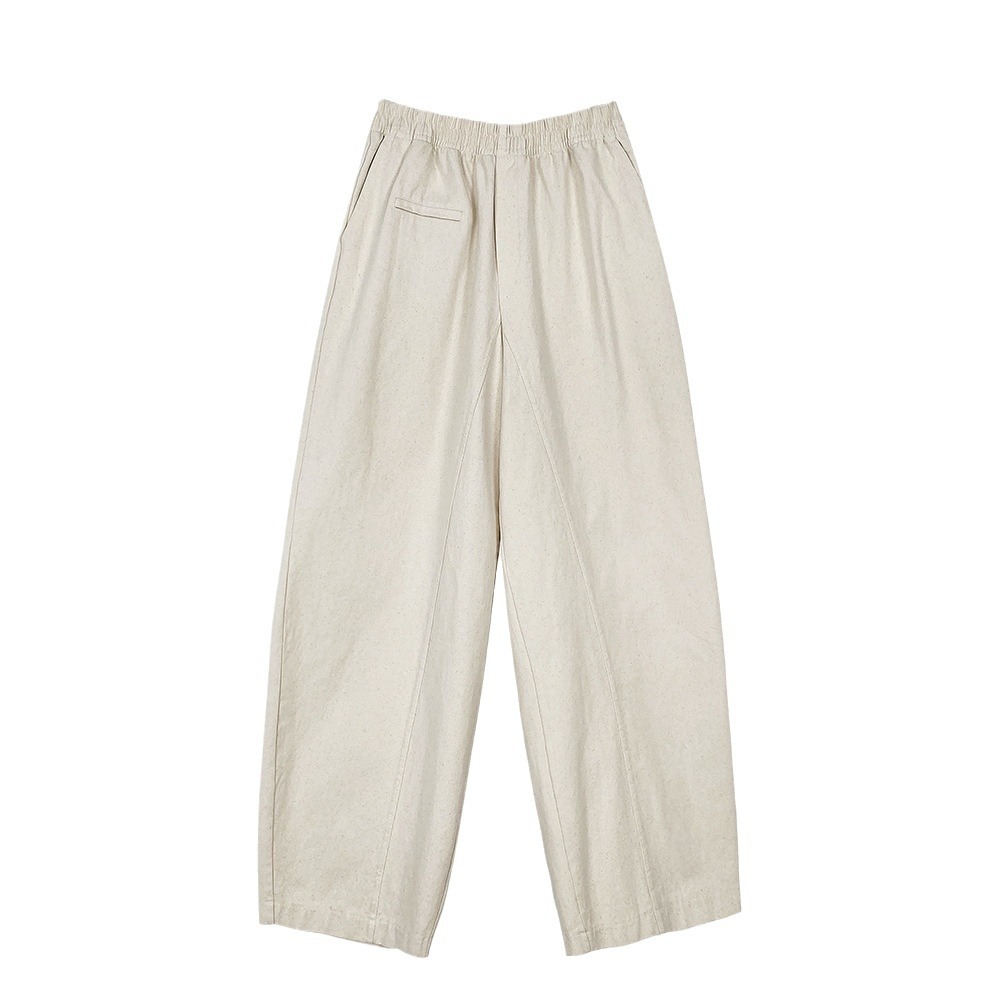 About Sea Spring New Straight-Leg Pants High-Waisted Crisp Texture Sense Tooling Wide-Leg Nine-Minute Grandma Pants Item Picture