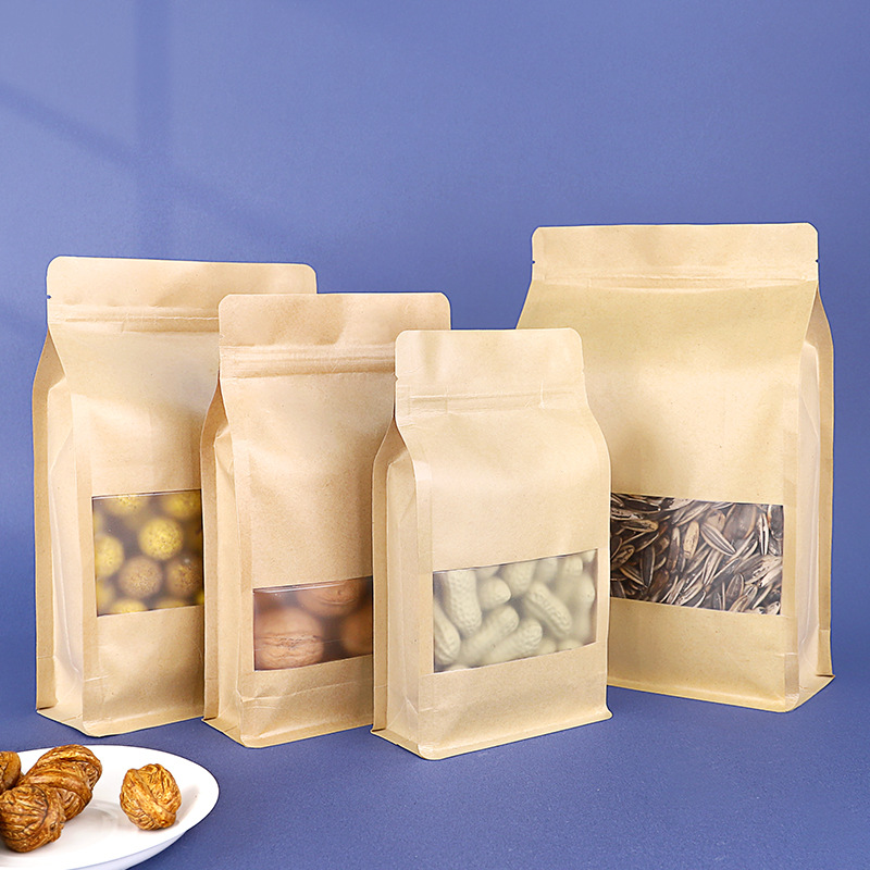 Wholesale of octagonal sealed kraft paper bags, self-sealing bags for dried fruits, large hand-held packaging bags for nuts and snacks Application Scenario