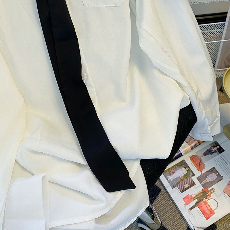 2023 new style white loose, versatile, and stylish design with a unique college style shirt for petite women Application Scenario