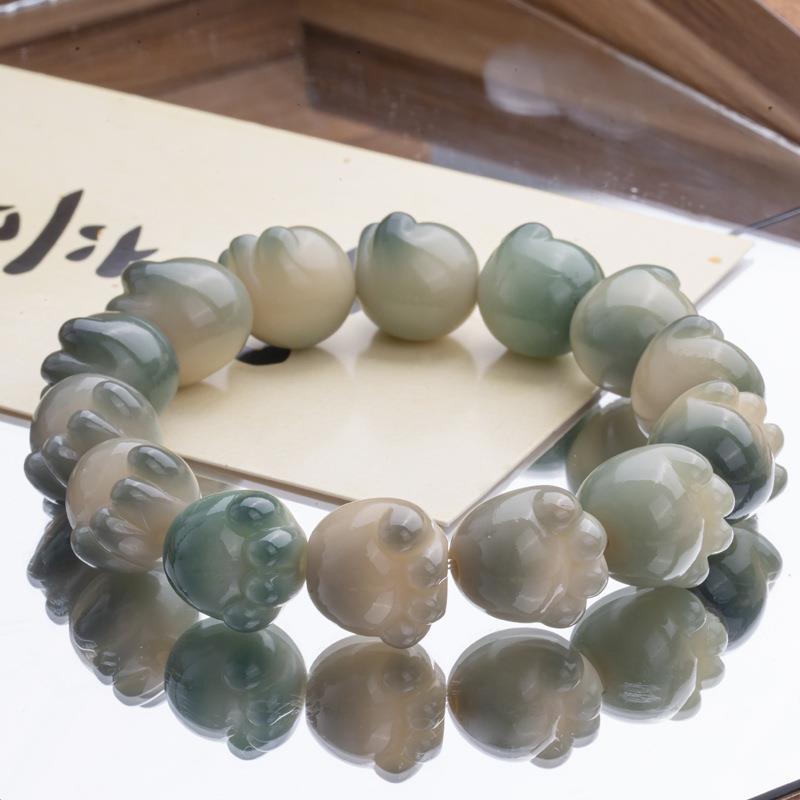 Wholesale of charcoal-burned cat paw bracelets carved from Bodhi root, cat paw bracelets for men and women, cultural playthings, finger-winding soft Buddha beads bracelets details Picture