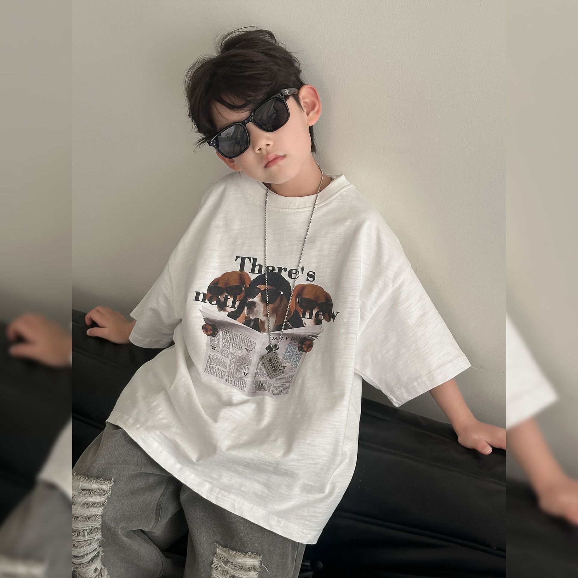 儿童纯棉T恤2025夏季新款韩版男童短袖薄款中小童上衣童装夏装潮t