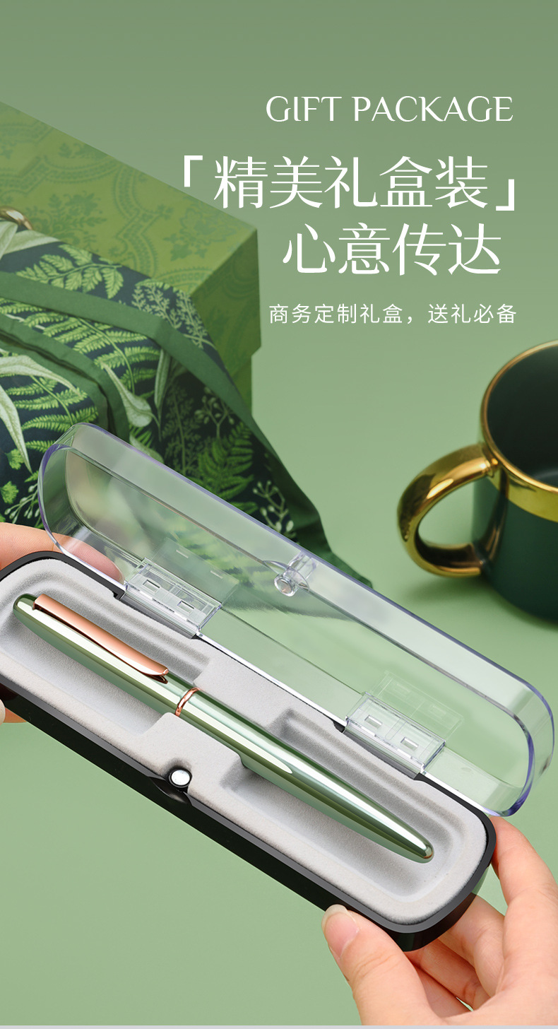 Wholesale of metal fountain pens in stock, student calligraphy practice, dark-tipped metal fountain pens, ink-absorbing and ink-drawing fountain pens, engraved logos, business pic 10