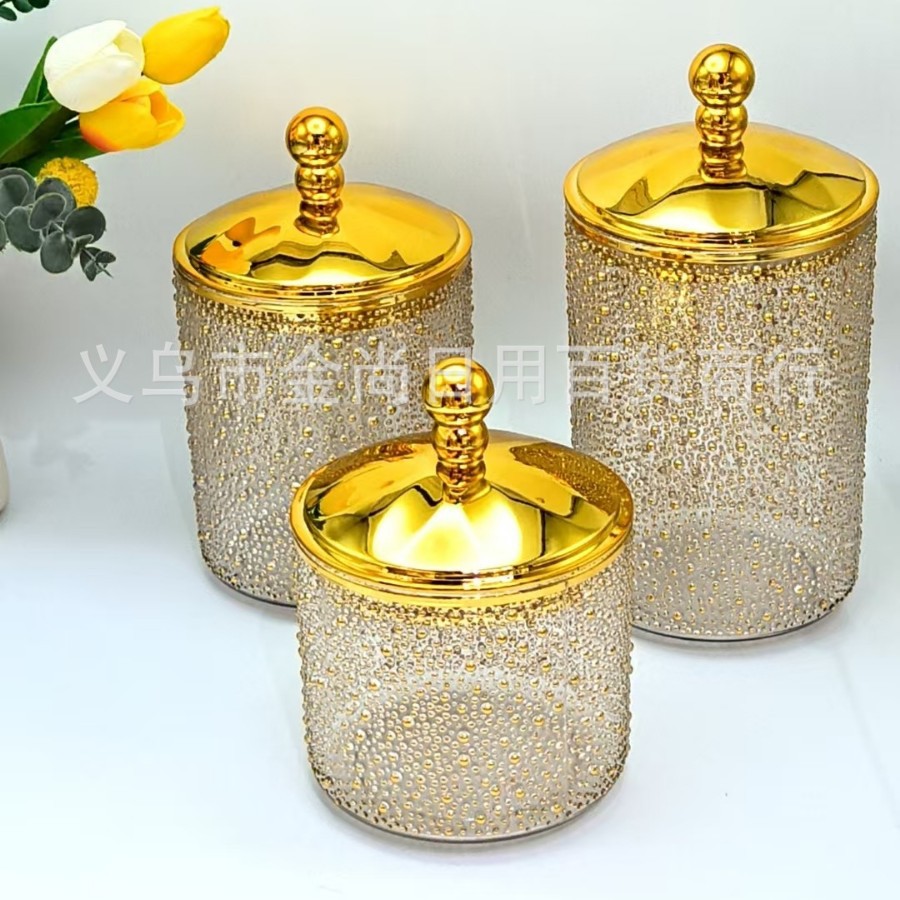 Round beaded lid rice bead storage jar without a base, solid color transparent, for dry food in the kitchen to prevent moisture, with a color box Specification image