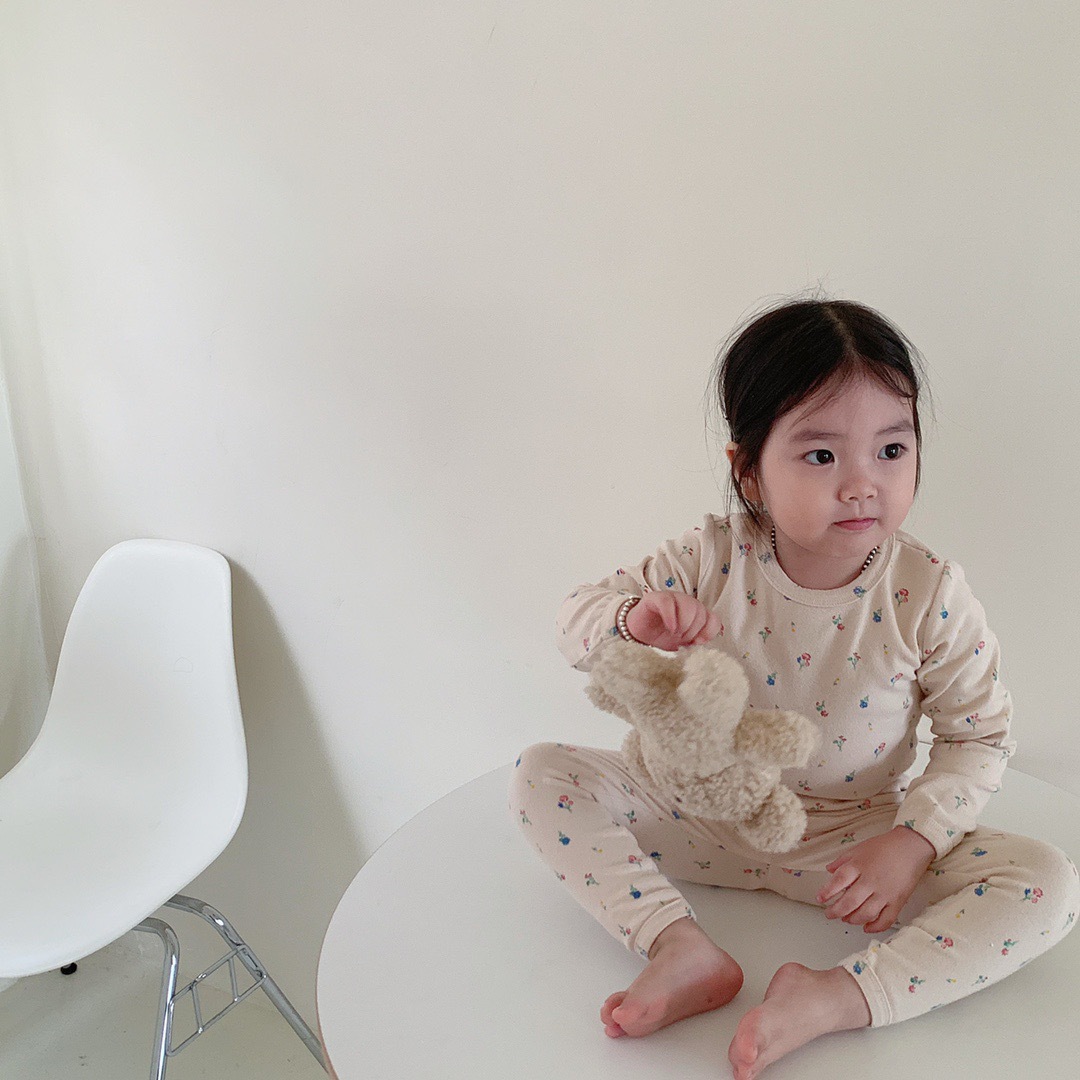Long-sleeved home wear sets for boys, girls, primary and secondary school children, Korean-style pullover, cartoon casual pajamas, multi-color base and autumn underwear Specification image