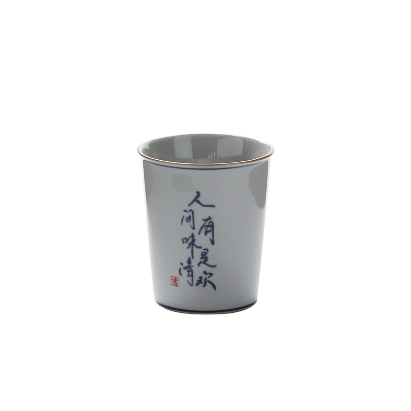 Coke Cup Drink Cup Household Cup Ceramic Retro Blue And White Sample Tea Cup Single Cup Personal Cup Tea Brewing Host Cup Item Picture