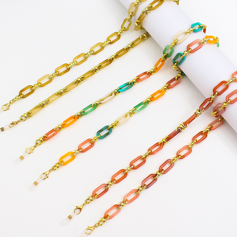 Cross-border candy-colored eyeglass chains with a high-end feel, European and American fashion and individuality, acrylic necklaces, anti-drop eyeglass lanyards and accessories details Picture