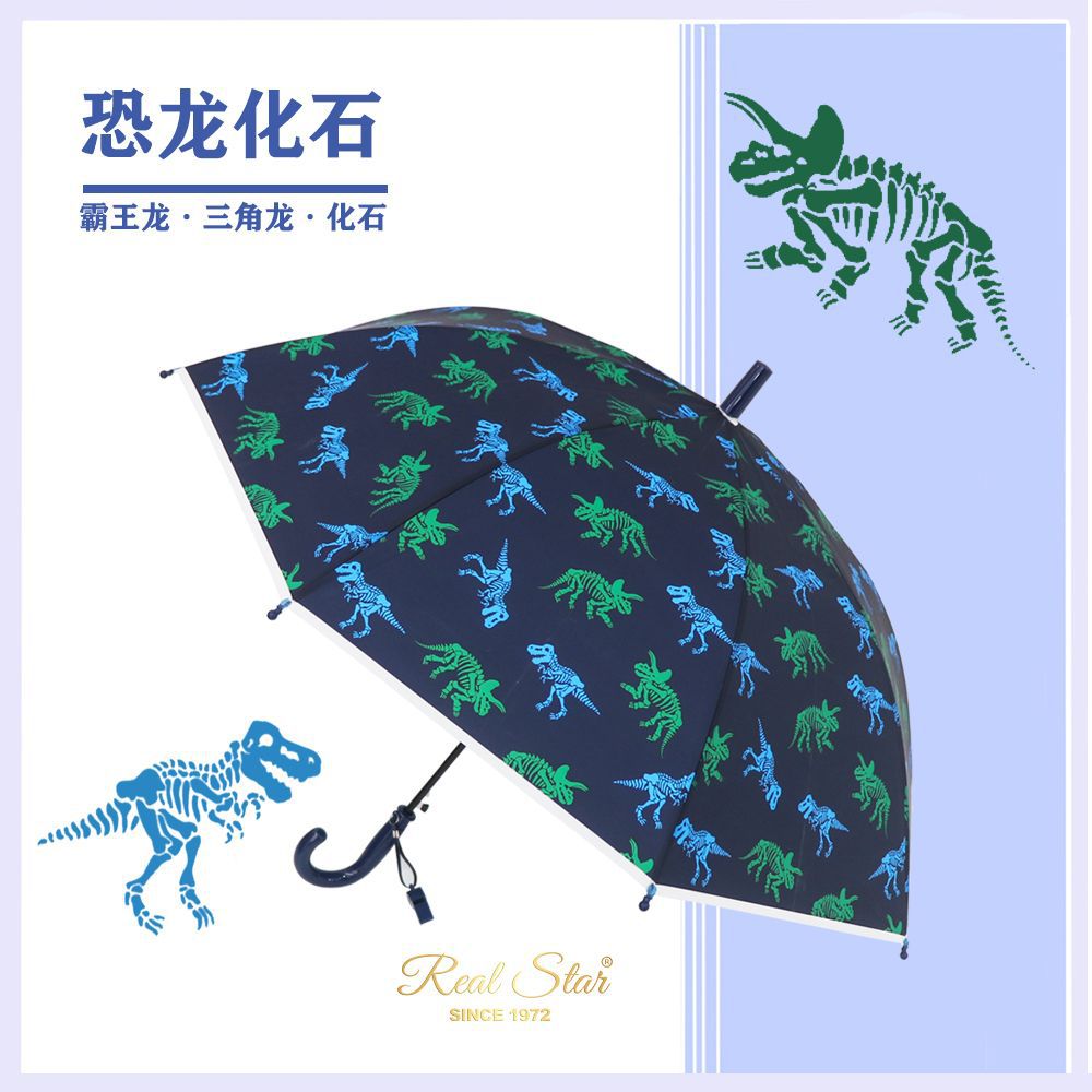 New children's cartoon pattern automatic umbrella, plastic umbrella, dinosaur space pattern, primary school student button opening umbrella wholesale