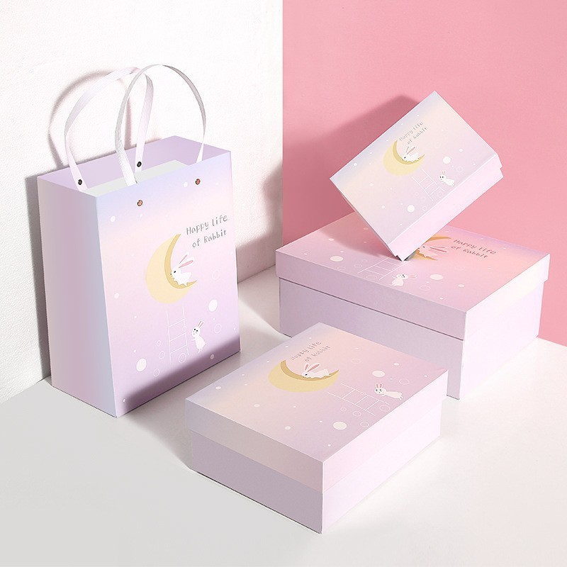 礼盒天地盖礼物盒大号盒子浪漫紫色兔子礼物包装盒详情图3