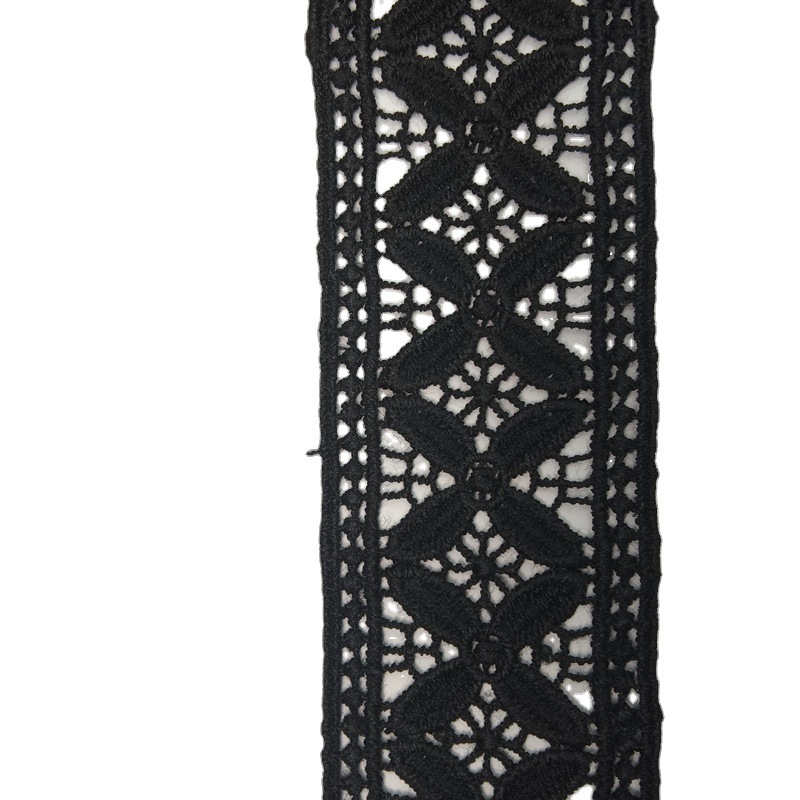 Lace factory direct sales of new black, dark green, brick red water-soluble double-sided barcode lace for clothing, scarves and home textile accessories Item Picture