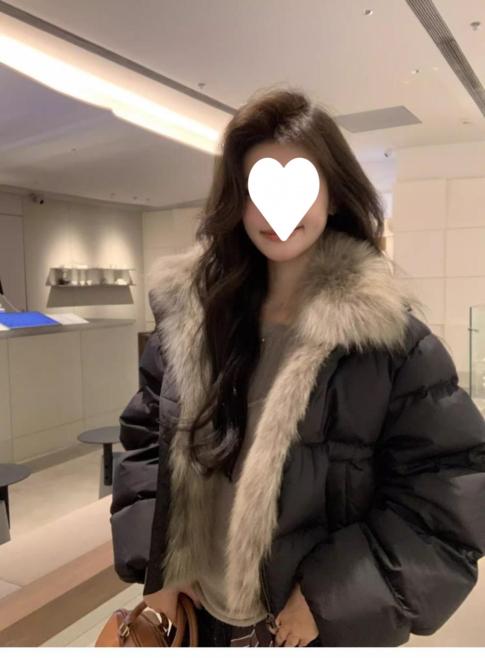 现货冬季新款短款羽绒服女毛毛领宽松加厚小个子韩版皮面包服外套详情12