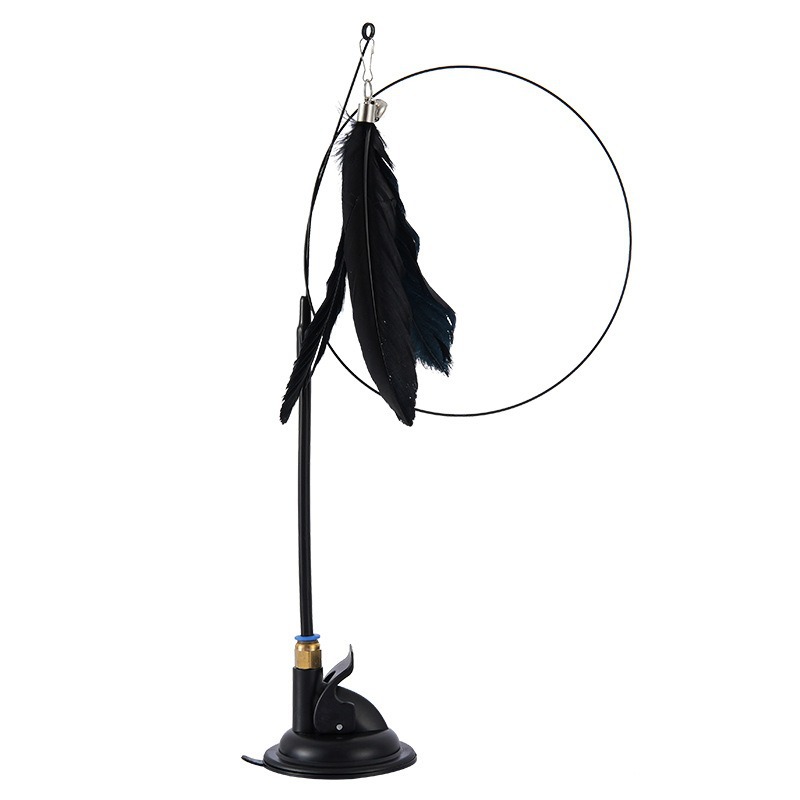 Cat toy cat teaser with bell, long rod suction cup, self-heating, biting resistant, cat teaser, feather head manufacturer in stock Item Picture