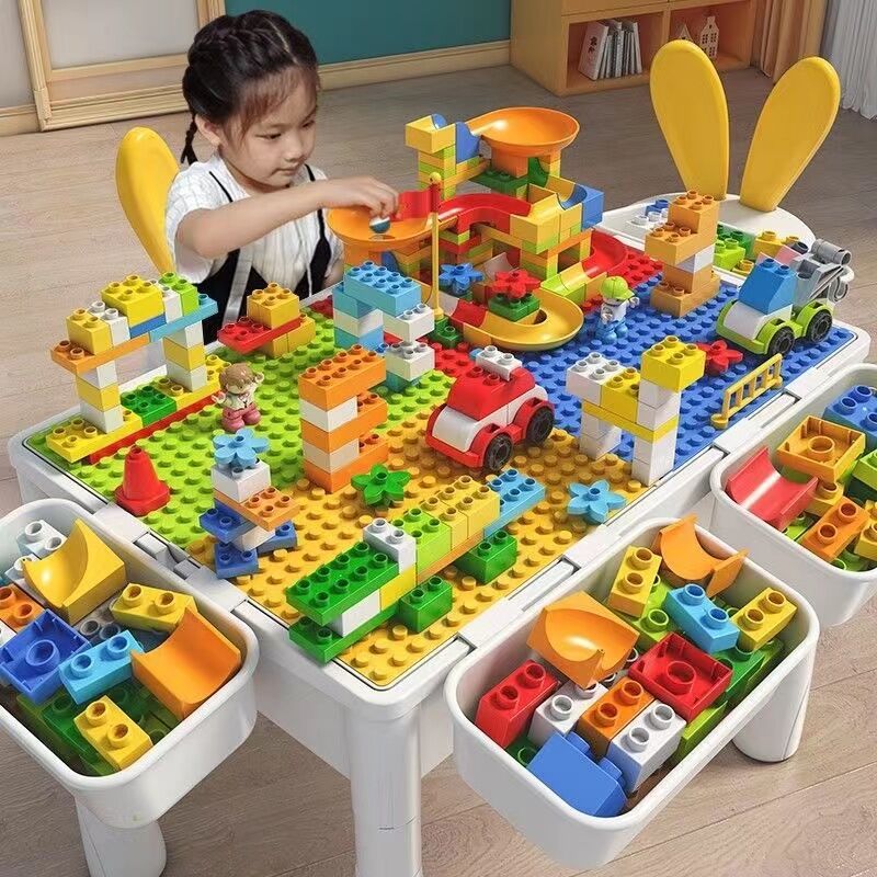 儿童积木桌多功能兼容乐高大颗粒积木大号益智男孩拼装玩具3-6岁图