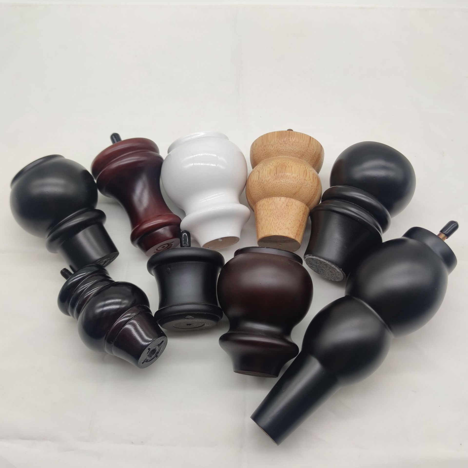 The solid wood chair leg Wooden leg beech wooden table leg copper jacket wooden leg Nordic cabinet chair Wooden round leg Specification drawing