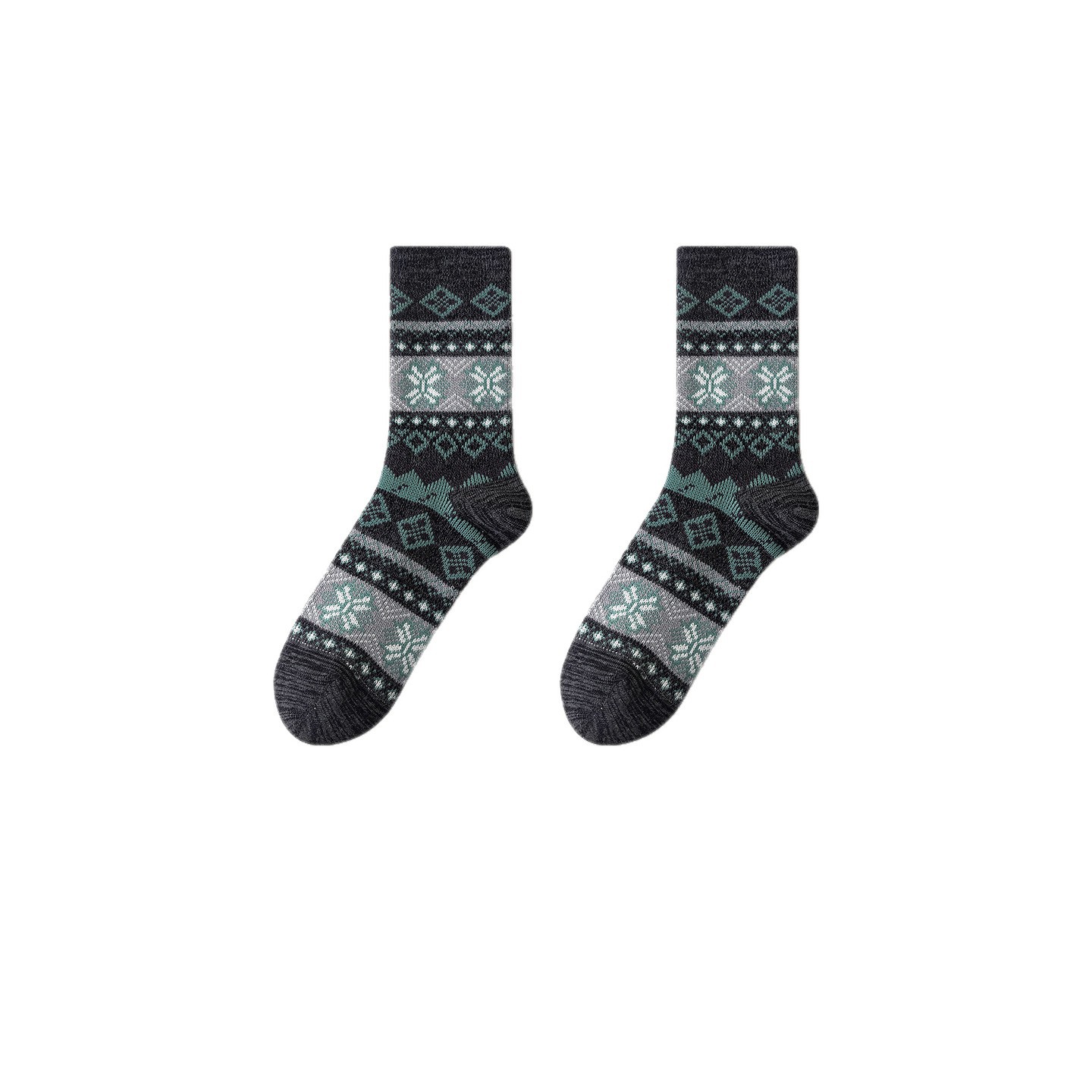 One-piece consignment of ethnic-style socks for women in autumn and winter, retro ethnic-style thigh-high socks, thick and warm thigh-high socks, Japanese-style trendy socks, Dui Dui socks Item Picture