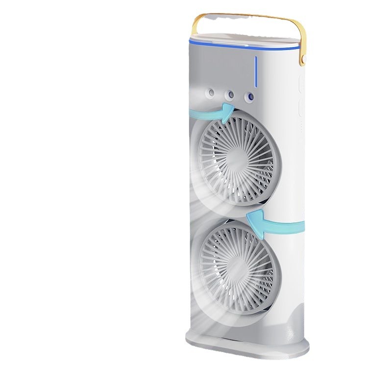 Cross-Border Explosive Home Spray Fan Double Head Large Wind Quiet Circulation Fan Small Office Cooling Artifact Usb Small Fan Item Picture
