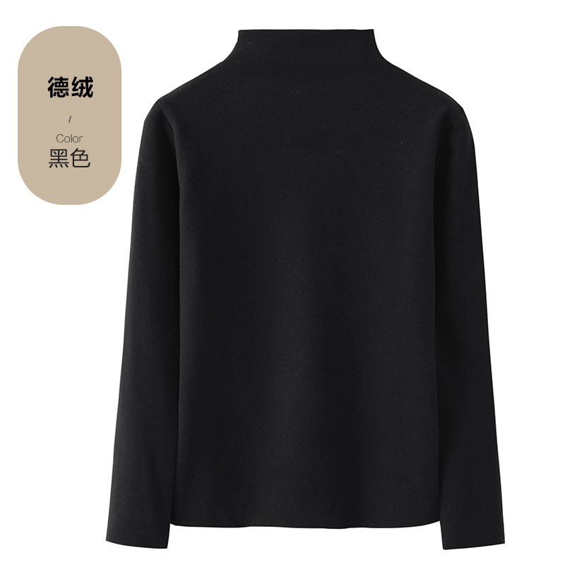 A semi-high-necked fleece base layer for women in autumn and winter, paired with a new 2022 fleece and thickened long-sleeved top for a stylish look Item Picture