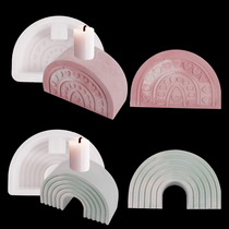 diy Crystal drop glue arch plaster candle mold resin Rainbow Heart half circle arch candle holder silicone mold
