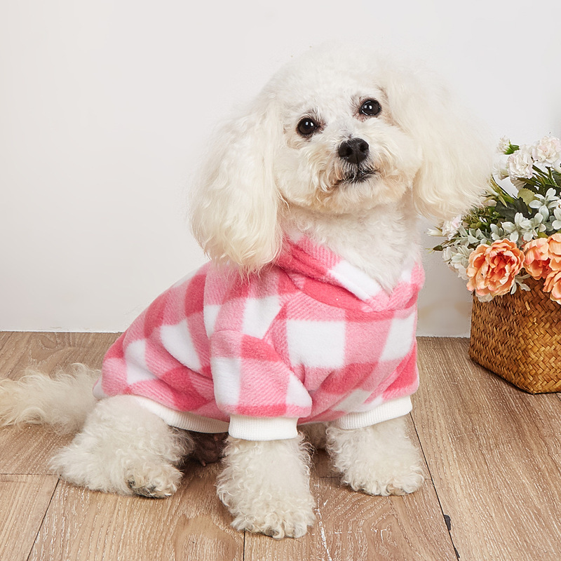 Autumn and winter universal pullover dog coat, anti-shedding and warm dog clothing, checkered hoodie and warm pet clothing Specification image